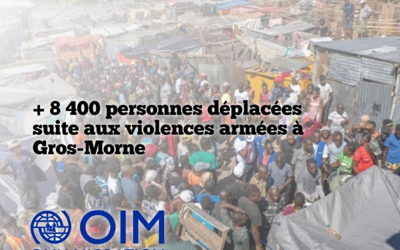 Plus de 8 400 personnes déplacées suite aux violences armées à Gros-Morne, selon l’OIM